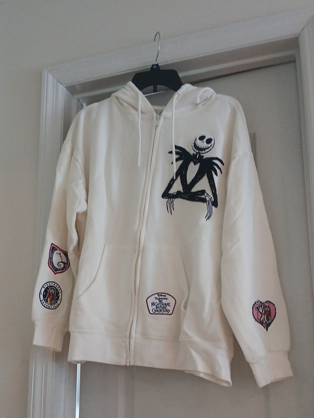 Disney Cream The Nightmare Before Christmas Zip Hoodie with Jack Skellington